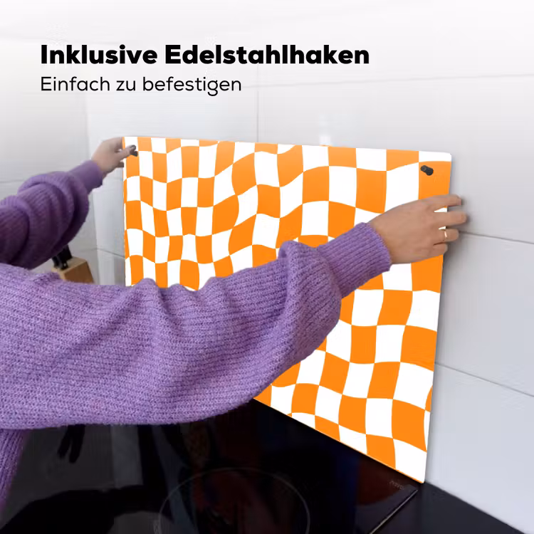 Golvend - Patroon - Oranje Inductie beschemer met haakjes klein 777 -ky-ophangen-de