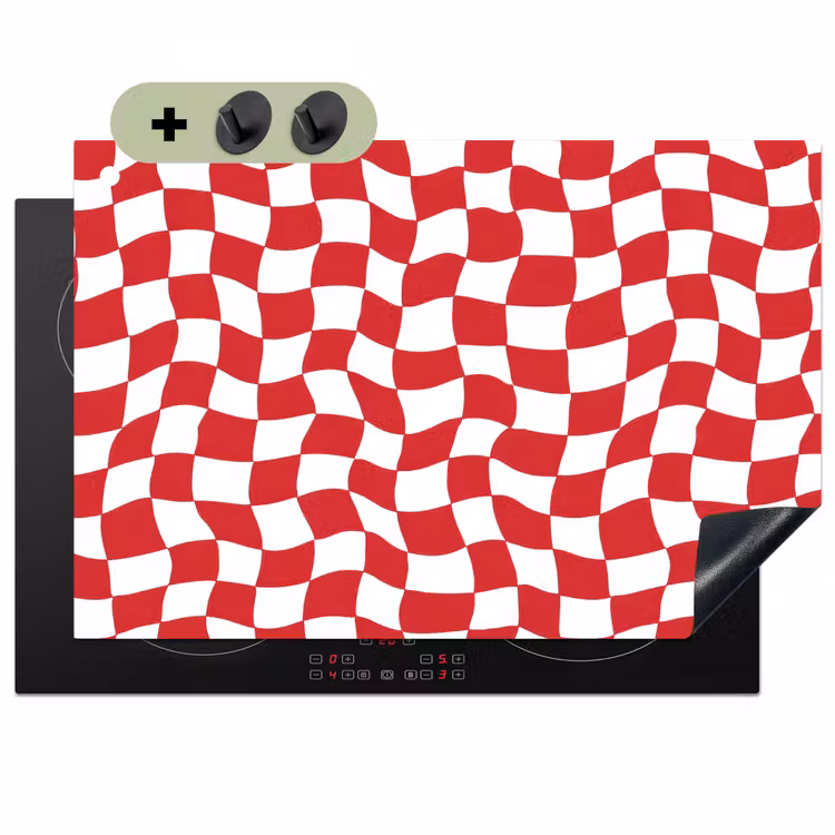 Golvend - Patroon - Rood Inductie beschemer met haakjes klein 777 -3d