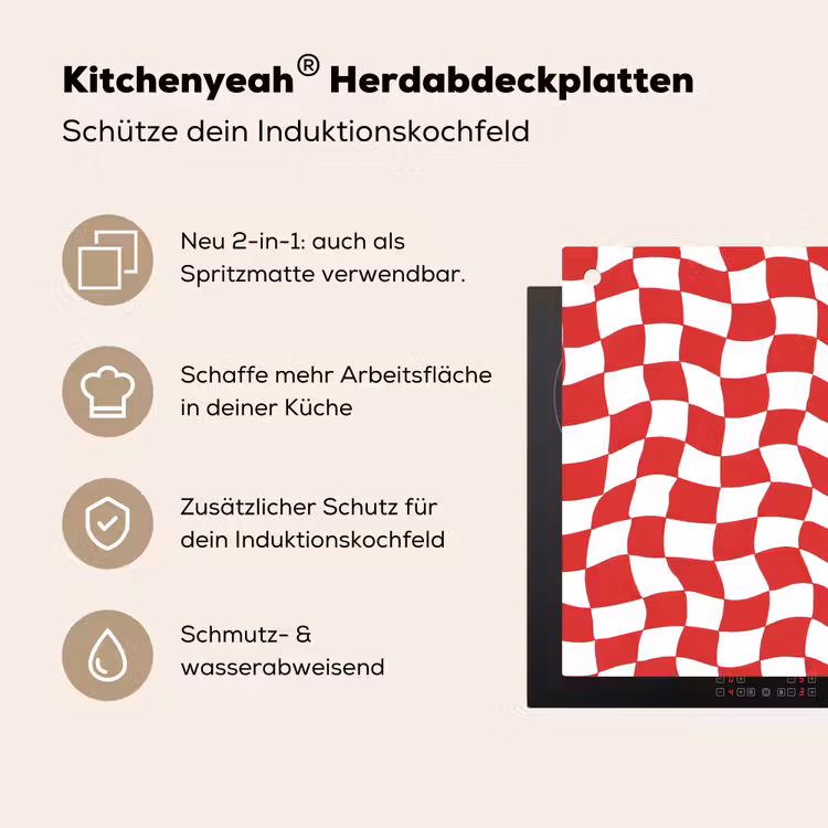 Golvend - Patroon - Rood Inductie beschemer met haakjes klein 777 -ky-usp-de