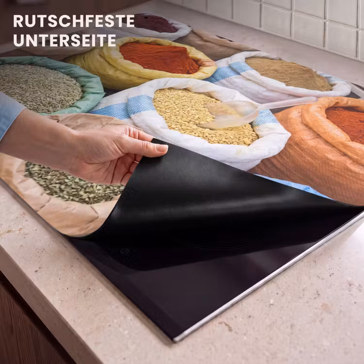 2-in-1 Herdabdeckplatte & Spritzschutz - Gewürze – Beutel – Markt - Kruiden - Zakken - Markt Inductie beschemer met haakjes klein
