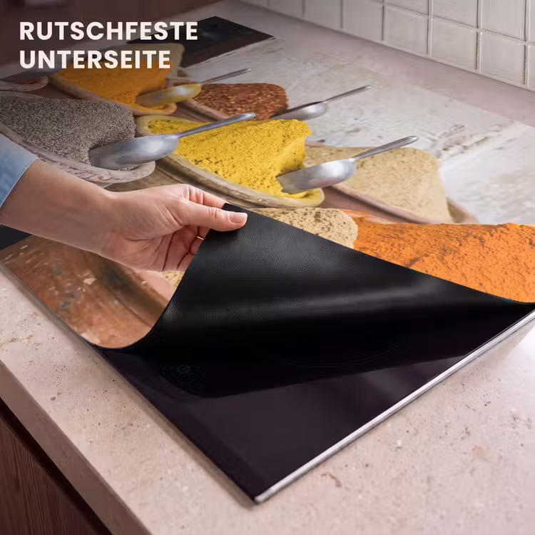2-in-1 Herdabdeckplatte & Spritzschutz - Gewürze – Gläser – Orientalisch - Kruiden - Potten - Oosters Inductie beschemer met haakjes klein