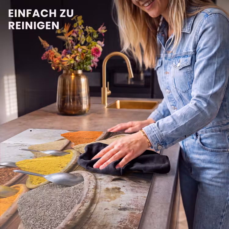 2-in-1 Herdabdeckplatte & Spritzschutz - Gewürze – Gläser – Orientalisch - Kruiden - Potten - Oosters Inductie beschemer met haakjes klein