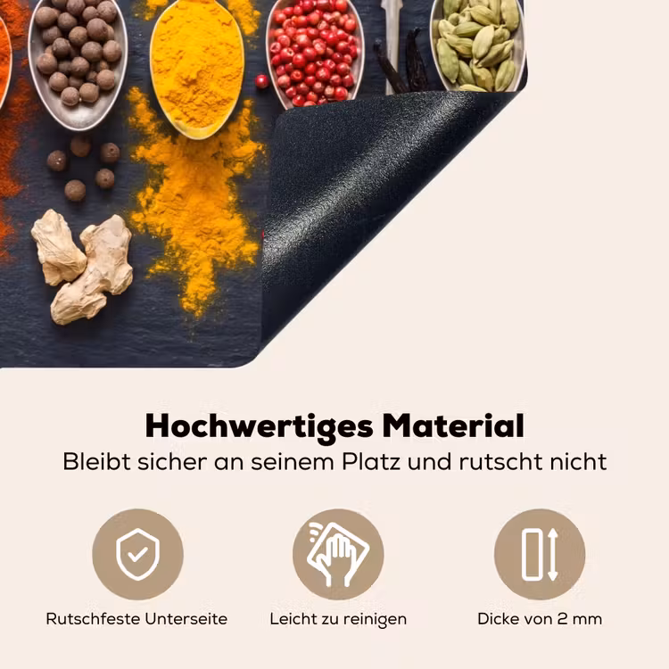 Kruiden - Lepels - Culinair - Kleurrijk - Sfeervol Inductie beschemer met haakjes klein -ky-onderkant-de