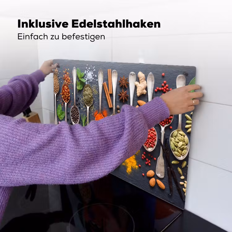Kruiden - Lepels - Culinair - Kleurrijk - Sfeervol Inductie beschemer met haakjes klein -ky-ophangen-de