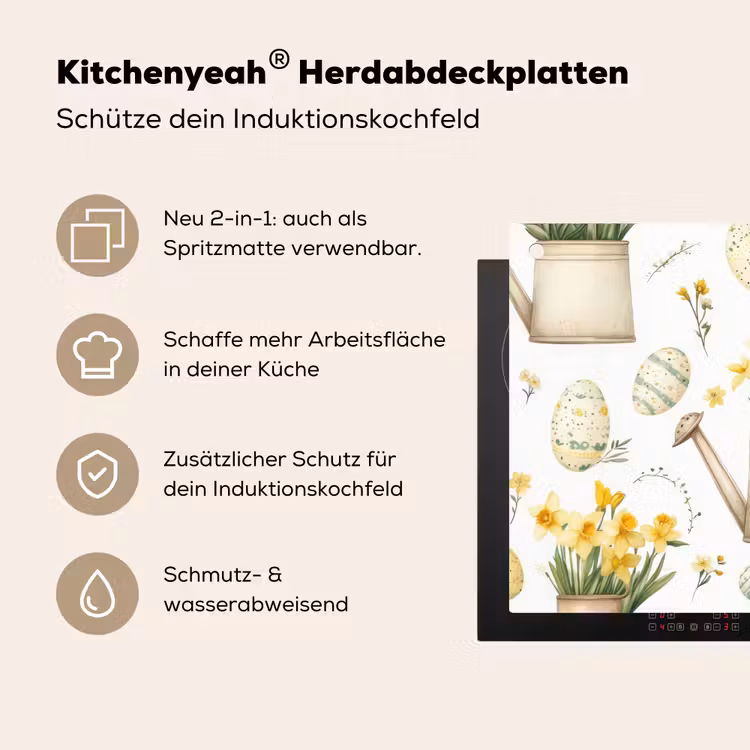 Gieter - Bloemen - Eieren Inductie beschemer met haakjes klein -ky-usp-de
