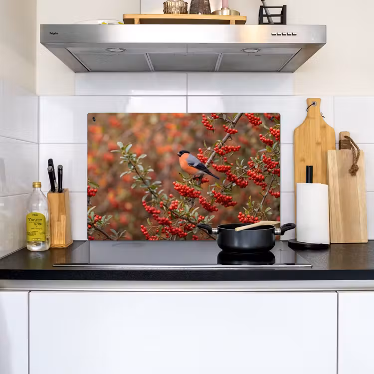 Goudvink - Bessen - Herfst - Natuur - Kleurrijk Inductie beschemer met haakjes klein -sfeer2
