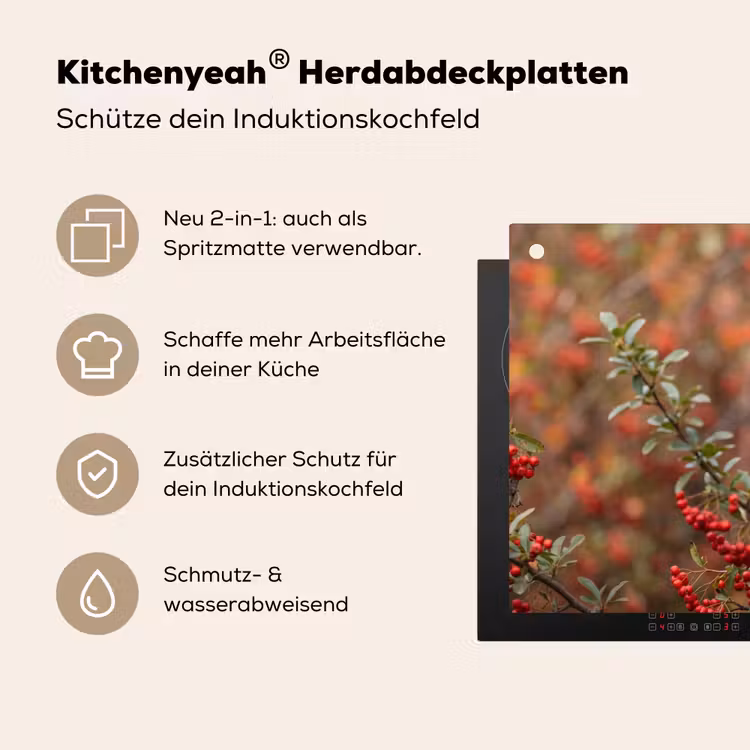 Goudvink - Bessen - Herfst - Natuur - Kleurrijk Inductie beschemer met haakjes klein -ky-usp-de
