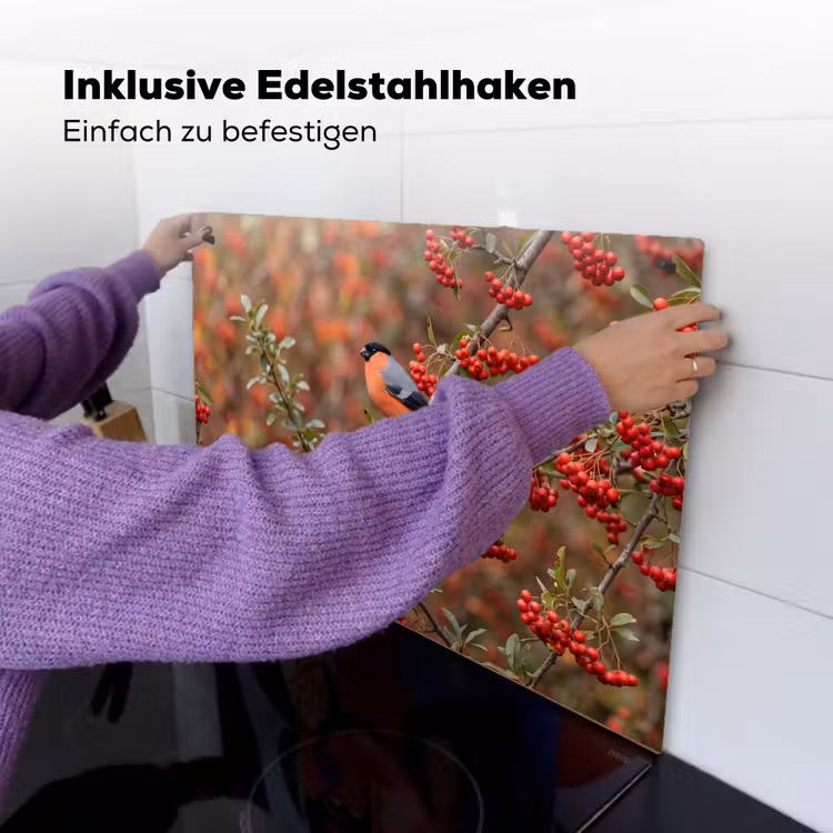 Goudvink - Bessen - Herfst - Natuur - Kleurrijk Inductie beschemer met haakjes klein -ky-ophangen-de
