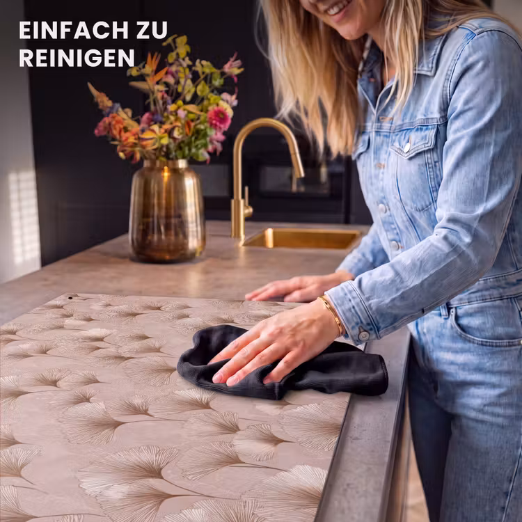 2-in-1 Herdabdeckplatte & Spritzschutz - Ginkgo - Muster - Rosa - Ginkgo - Patroon - Roze Inductie beschemer met haakjes klein 777