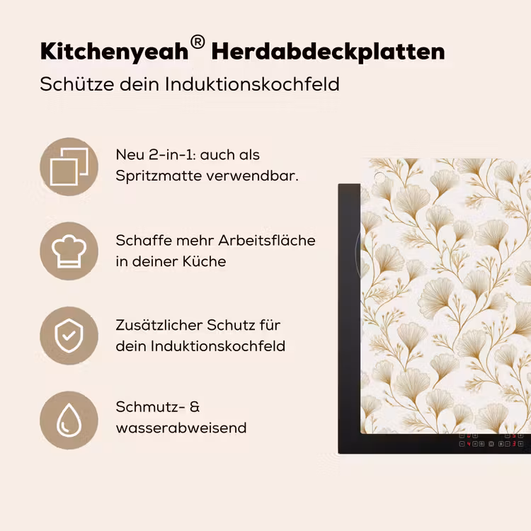 Ginkgo - Takken - Goud Inductie beschemer met haakjes klein 777 -ky-usp-de