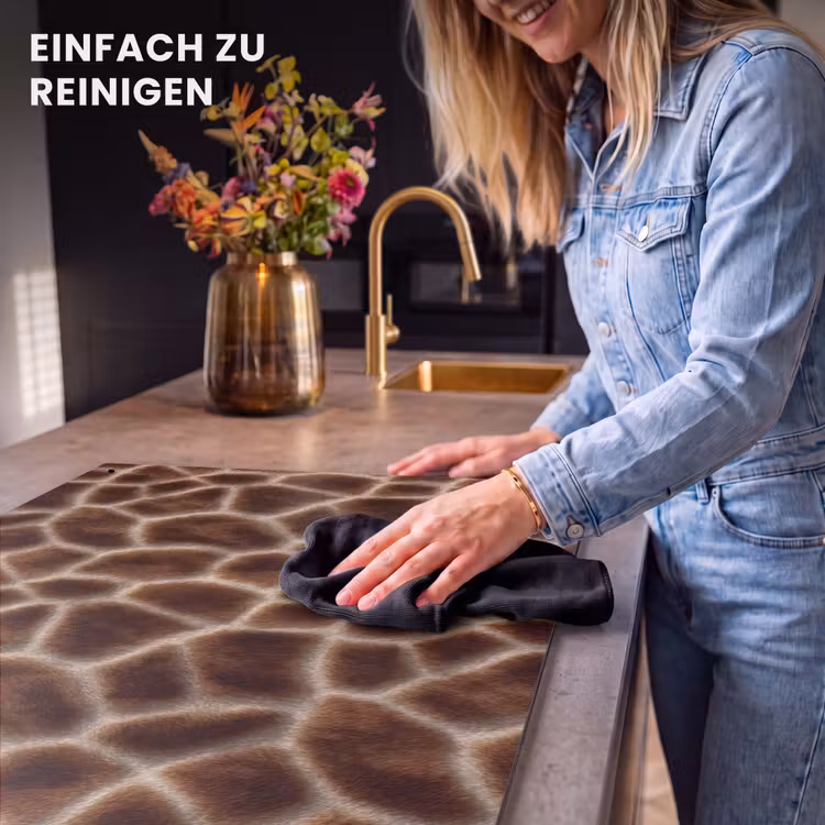2-in-1 Herdabdeckplatte & Spritzschutz - Giraffe – Braun – Fell - Giraf - Bruin - Vacht Inductie beschemer met haakjes klein 777