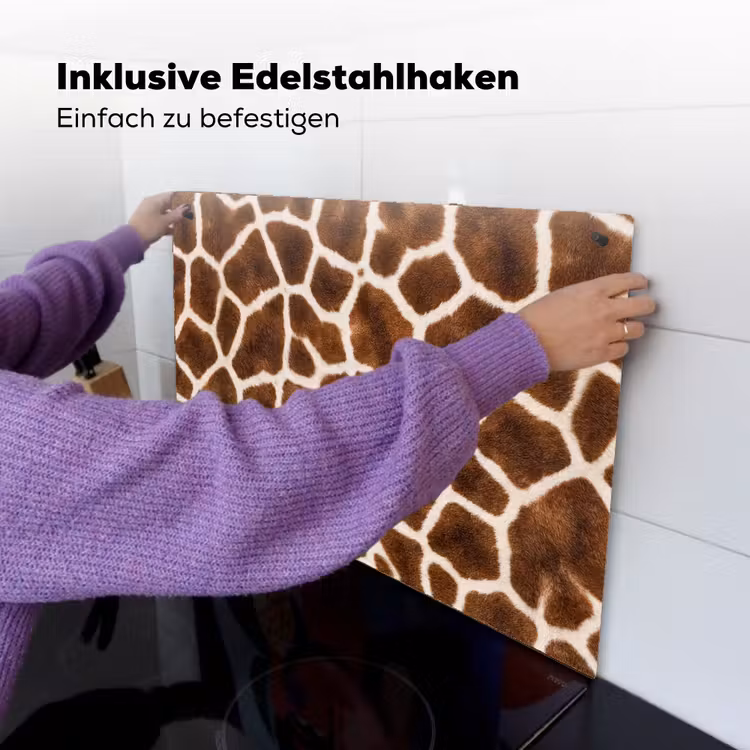Giraf - Vacht - Klassiek - Bruin Inductie beschemer met haakjes klein -ky-ophangen-de