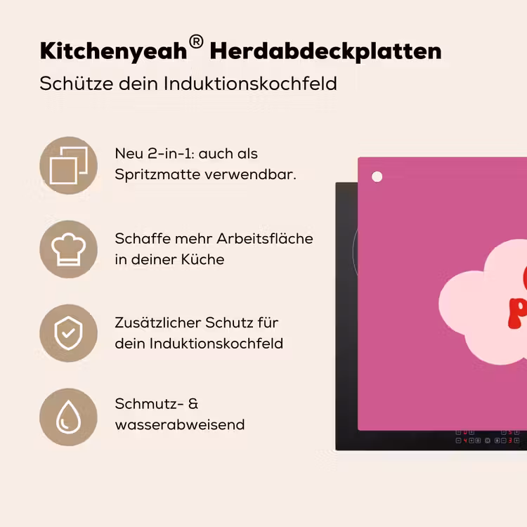 Girl power - Wolk - Roze Inductie beschemer met haakjes klein -ky-usp-de