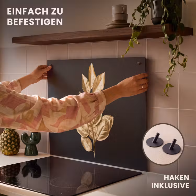 2-in-1 Herdabdeckplatte & Spritzschutz - Glanz der Natur - Glanzen van de Natuur Inductie beschemer met haakjes middel