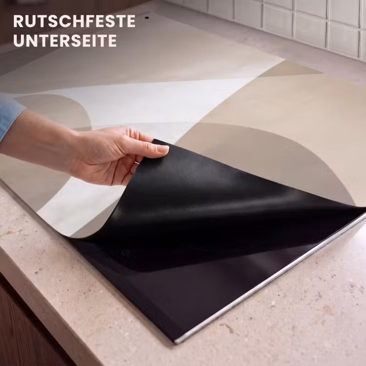 2-in-1 Herdabdeckplatte & Spritzschutz - Glatte Oberflächen - Harmonisch - Wellenförmig - Vloeiende vlakken - Harmonieus - Golvend Inductie beschemer met haakjes klein