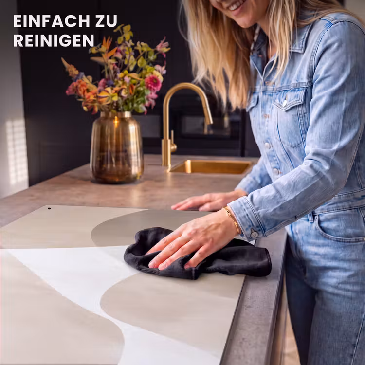 2-in-1 Herdabdeckplatte & Spritzschutz - Glatte Oberflächen - Harmonisch - Wellenförmig - Vloeiende vlakken - Harmonieus - Golvend Inductie beschemer met haakjes klein