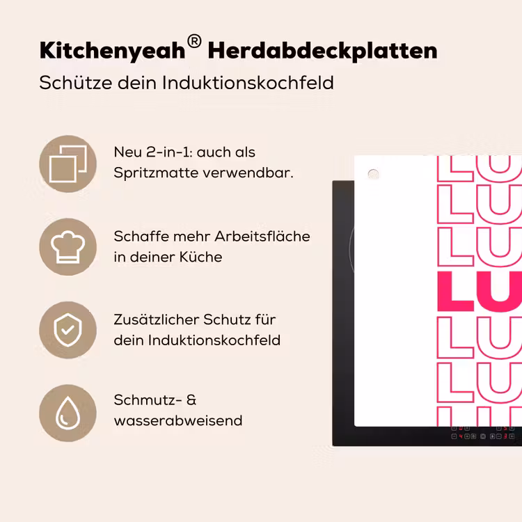 Lucky - Roze - Patroon Inductie beschemer met haakjes klein -ky-usp-de