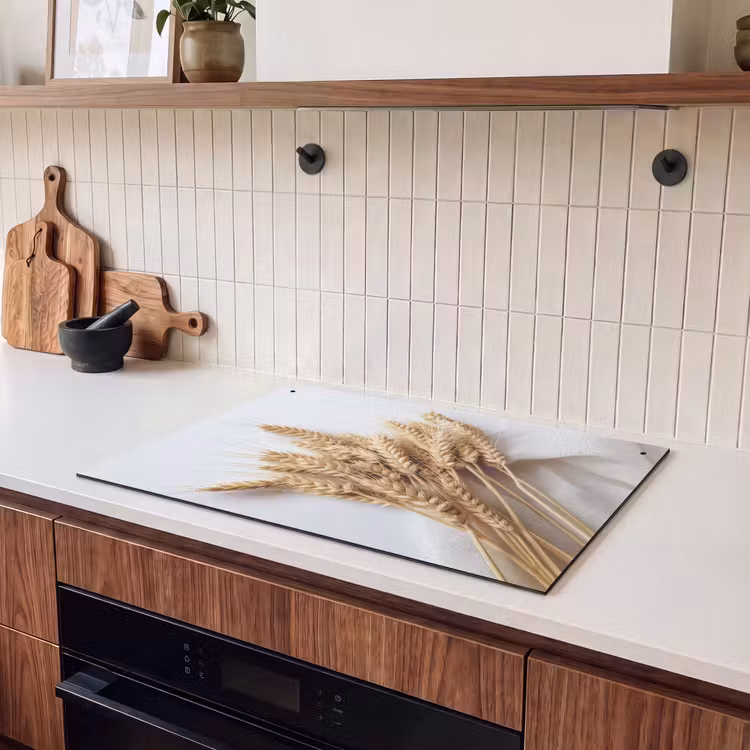 2-in-1 Herdabdeckplatte & Spritzschutz - Gold ernten - Oogstgoud Inductie beschemer met haakjes klein