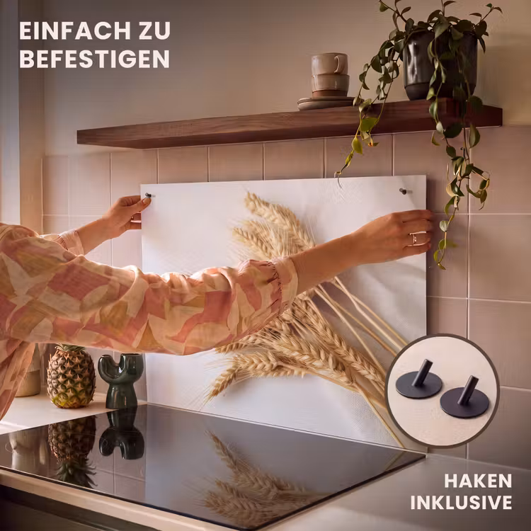 2-in-1 Herdabdeckplatte & Spritzschutz - Gold ernten - Oogstgoud Inductie beschemer met haakjes klein