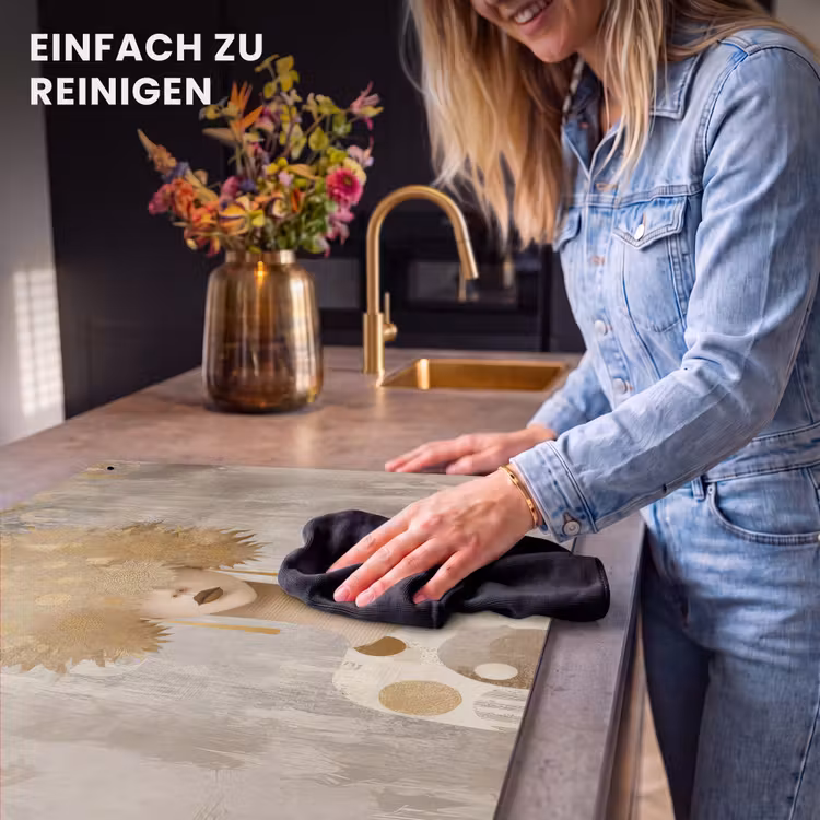 2-in-1 Herdabdeckplatte & Spritzschutz - Gold - Porträt - Frau - Goud - Portret - Vrouw Inductie beschemer met haakjes klein