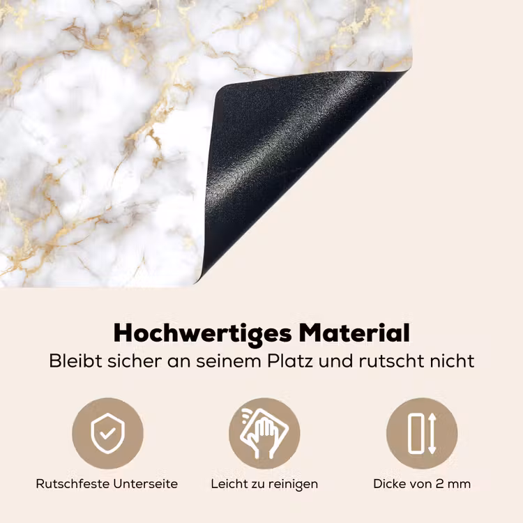 Gouden aders - Marmer - Wit Inductie beschemer met haakjes klein 777 -ky-onderkant-de