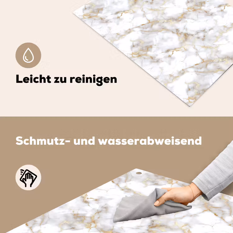 Gouden aders - Marmer - Wit Inductie beschemer met haakjes klein 777 -ky-schoon-de