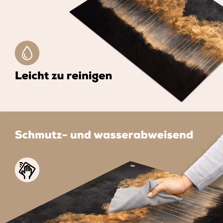 2-in-1 Herdabdeckplatte & Spritzschutz - Goldene Bäume in nebliger Landschaft - Gouden Bomen in Mistig Landschap Inductie beschemer met haakjes klein