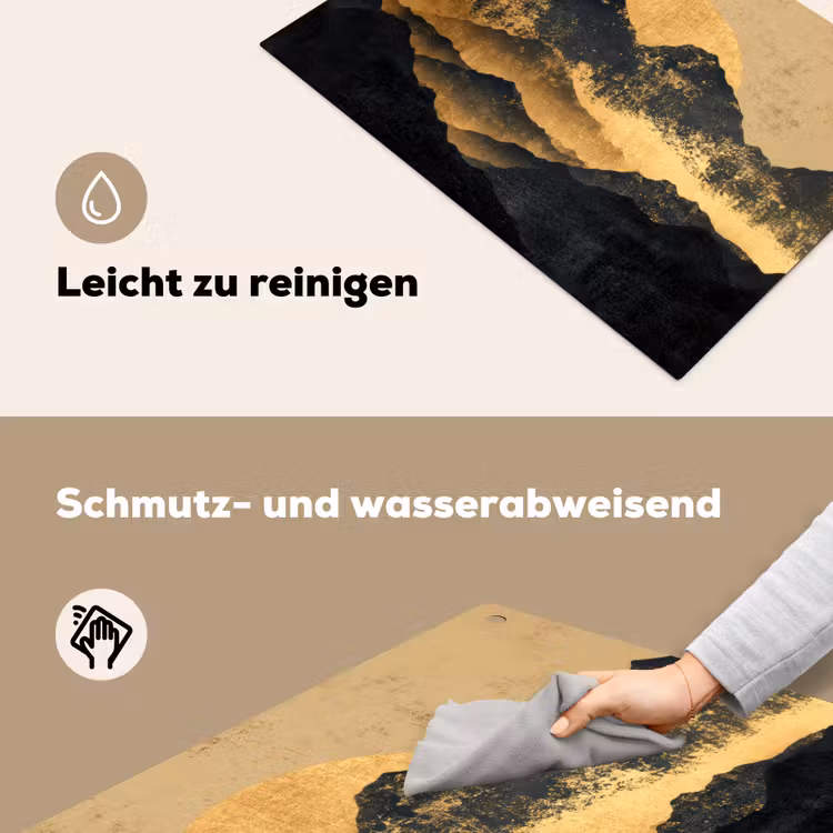 2-in-1 Herdabdeckplatte & Spritzschutz - Goldene Berge bei Mondschein - Gouden Bergen bij Maanlicht Inductie beschemer met haakjes klein