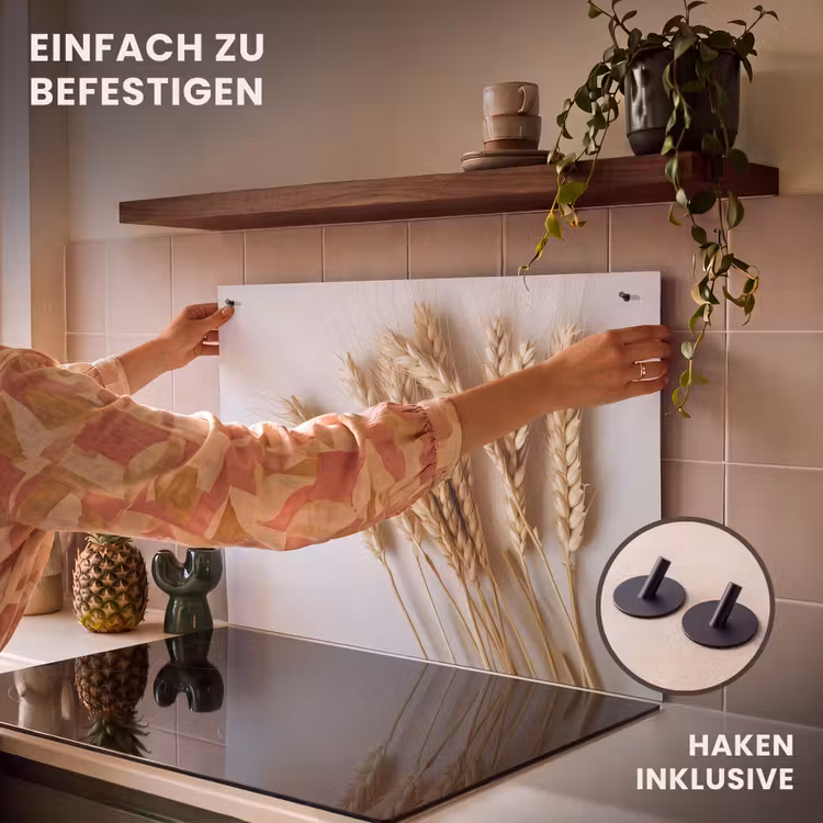 2-in-1 Herdabdeckplatte & Spritzschutz - Goldene Ernte - Gouden Oogst Inductie beschemer met haakjes klein