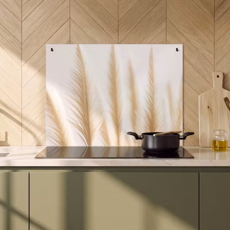 2-in-1 Herdabdeckplatte & Spritzschutz - Goldene Feder Licht - Gouden Veerlicht Inductie beschemer met haakjes klein