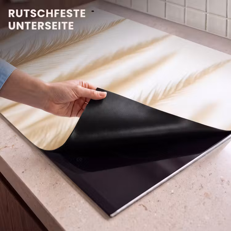 2-in-1 Herdabdeckplatte & Spritzschutz - Goldene Feder Licht - Gouden Veerlicht Inductie beschemer met haakjes klein