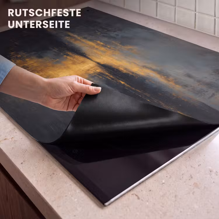 2-in-1 Herdabdeckplatte & Spritzschutz - Goldene Reflexion auf dem Wasser - Gouden Reflectie op Water Inductie beschemer met haakjes klein