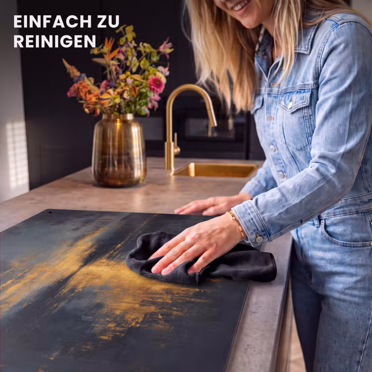 2-in-1 Herdabdeckplatte & Spritzschutz - Goldene Reflexion auf dem Wasser - Gouden Reflectie op Water Inductie beschemer met haakjes klein