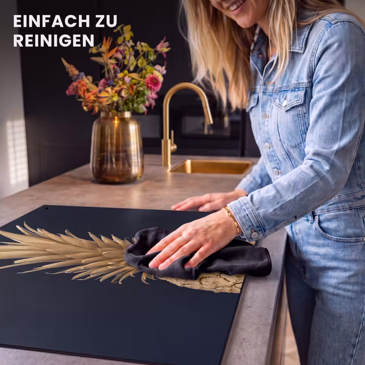 2-in-1 Herdabdeckplatte & Spritzschutz - Goldene Tropenfrucht - Gouden tropische vrucht Inductie beschemer met haakjes middel