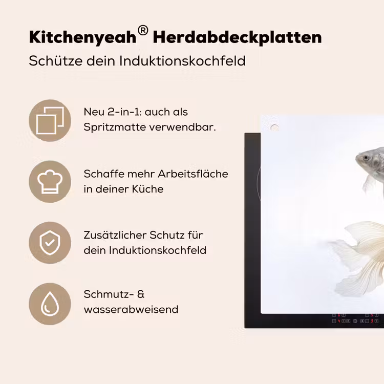 Goudvissen - Modern - Wit Inductie beschemer met haakjes klein -ky-usp-de