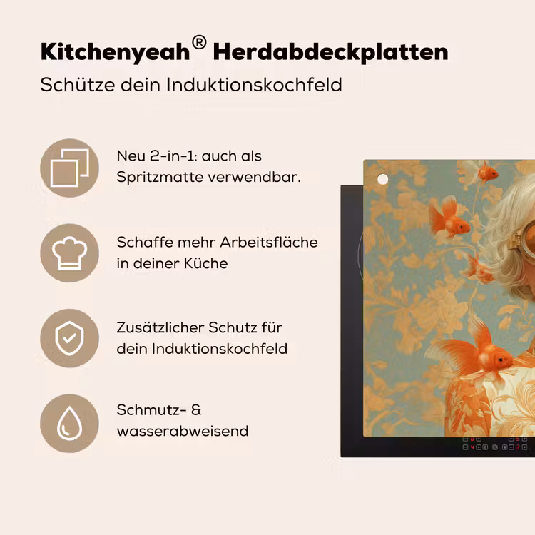 Goudvissen - Oranje - Vrouw - Blond Inductie beschemer met haakjes klein -ky-usp-de
