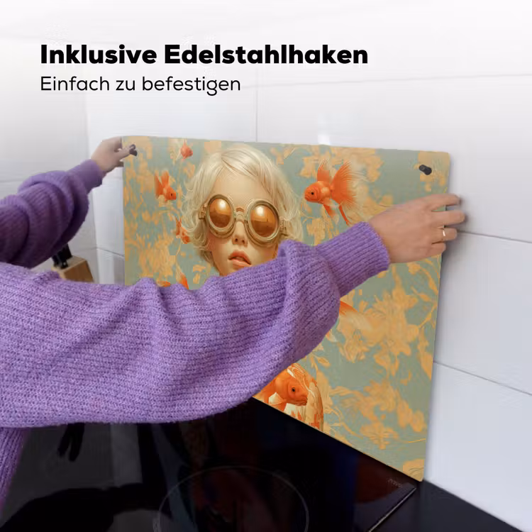 Goudvissen - Oranje - Vrouw - Blond Inductie beschemer met haakjes klein -ky-ophangen-de