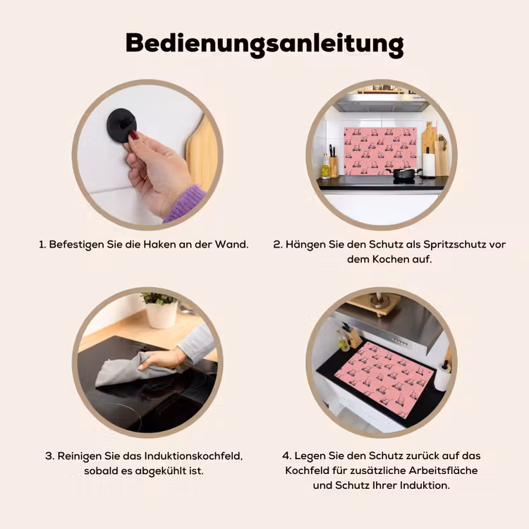 Golfkar - Retro - Roze Inductie beschemer met haakjes klein 777 -ky-gebruik-de