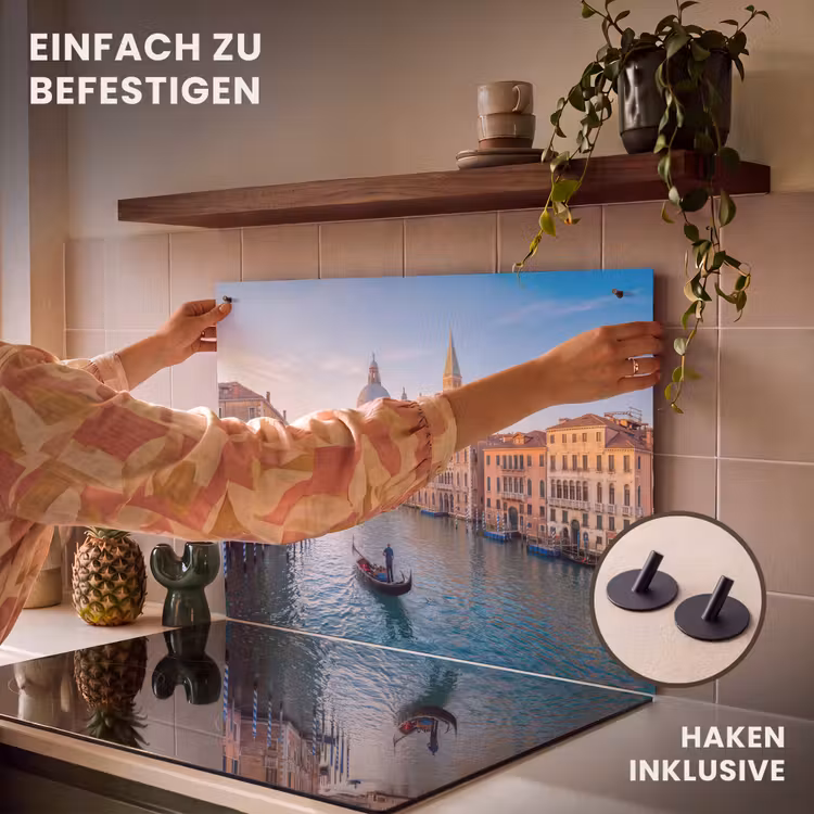 Gondel - Venetië - Kanaal - Stadsgezicht - Avondlicht Inductie beschemer met haakjes klein -ky-ophangen-de