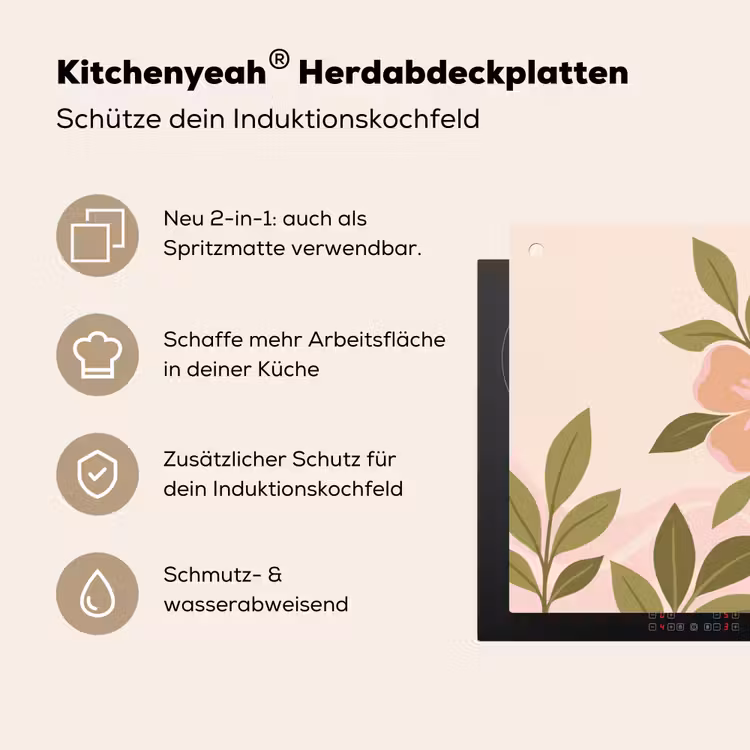 Grafisch - Bloemen - Roze Inductie beschemer met haakjes klein -ky-usp-de