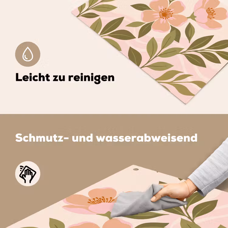 Grafisch - Bloemen - Roze Inductie beschemer met haakjes klein -ky-schoon-de