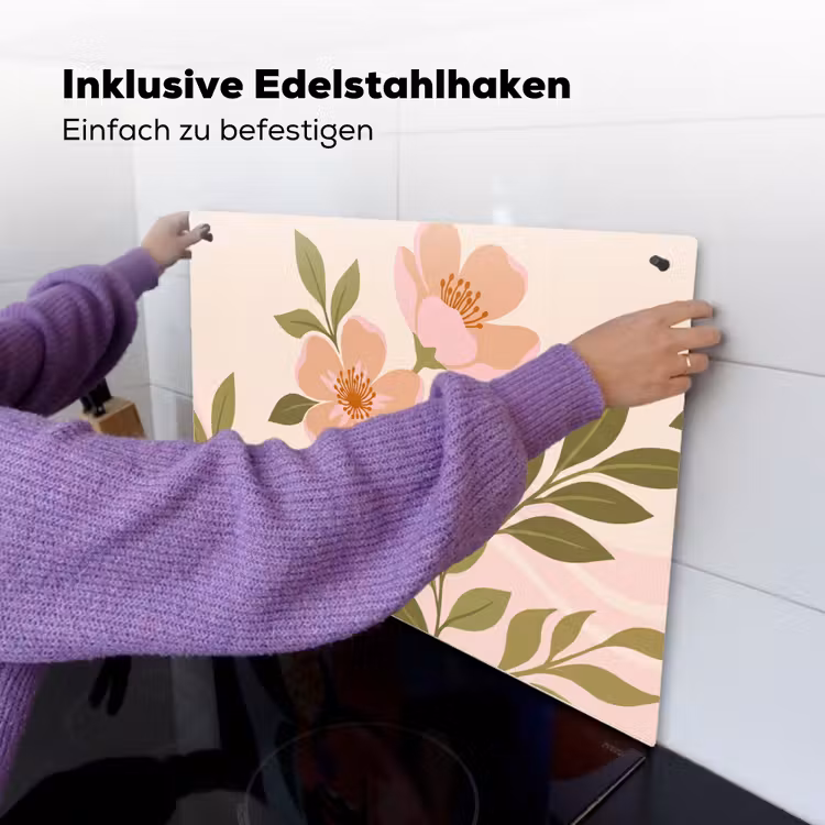 Grafisch - Bloemen - Roze Inductie beschemer met haakjes klein -ky-ophangen-de