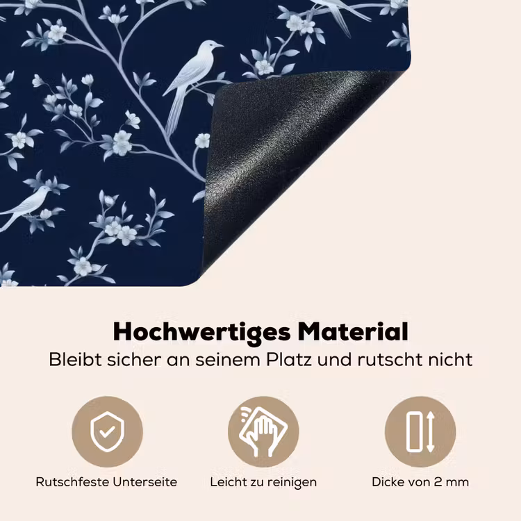 Grafisch - Bloesemtak - Blauw Inductie beschemer met haakjes klein 777 -ky-onderkant-de