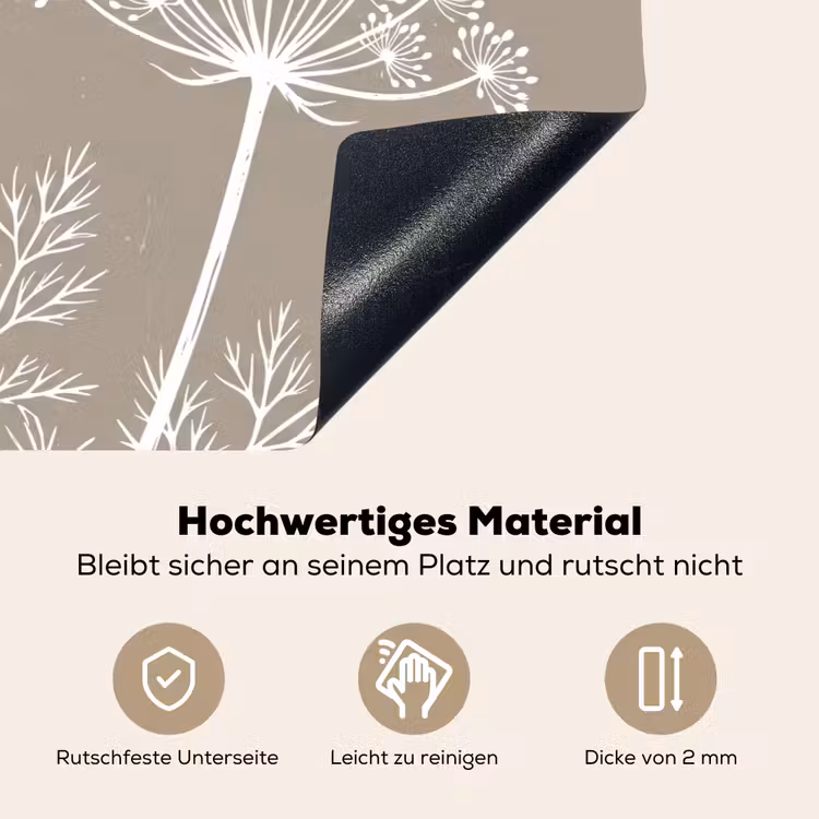 Grafisch - Fluitenkruid - Taupe Inductie beschemer met haakjes klein -ky-onderkant-de