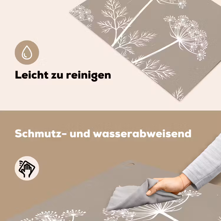 Grafisch - Fluitenkruid - Taupe Inductie beschemer met haakjes klein -ky-schoon-de