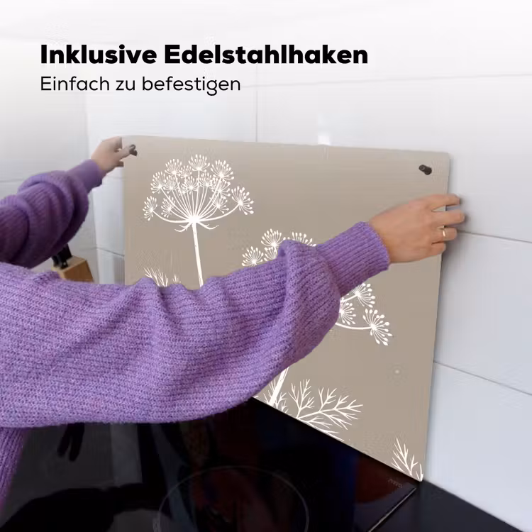 Grafisch - Fluitenkruid - Taupe Inductie beschemer met haakjes klein -ky-ophangen-de