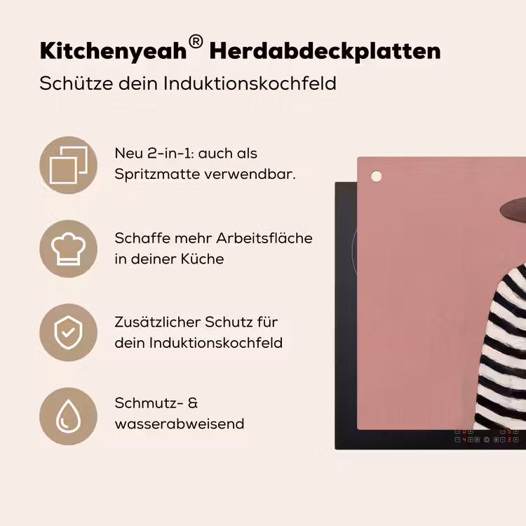 Grafisch - Vrouw - Roze Inductie beschemer met haakjes klein -ky-usp-de