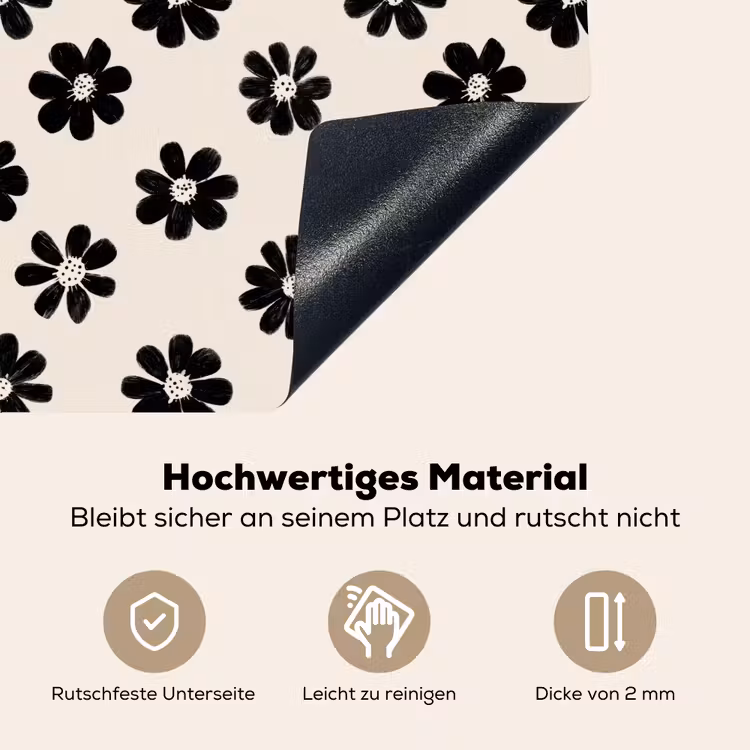 Grafisch - Madeliefjes - Zwart - Beige Inductie beschemer met haakjes klein 777 -ky-onderkant-de