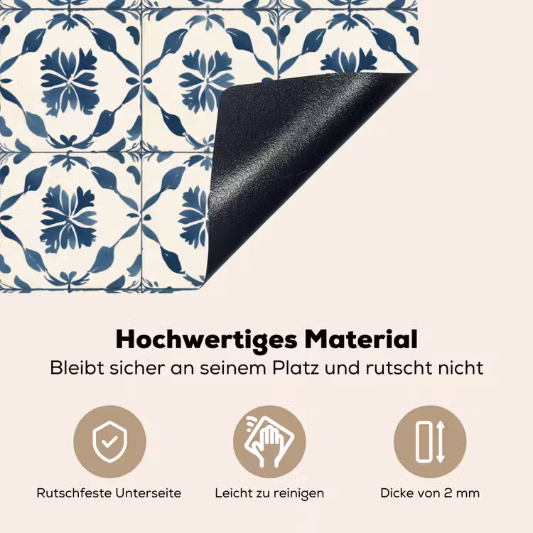 Grafisch - Tegel - Blauw Inductie beschemer met haakjes klein 777 -ky-onderkant-de