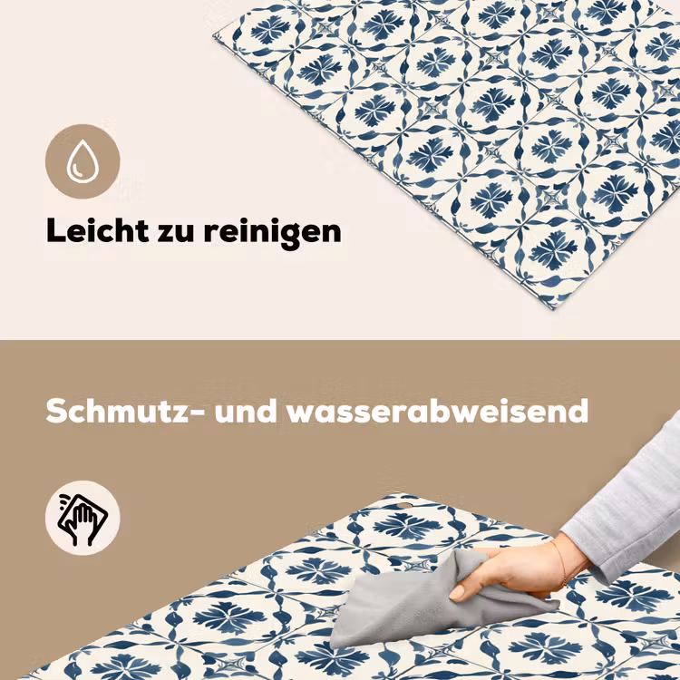 Grafisch - Tegel - Blauw Inductie beschemer met haakjes klein 777 -ky-schoon-de